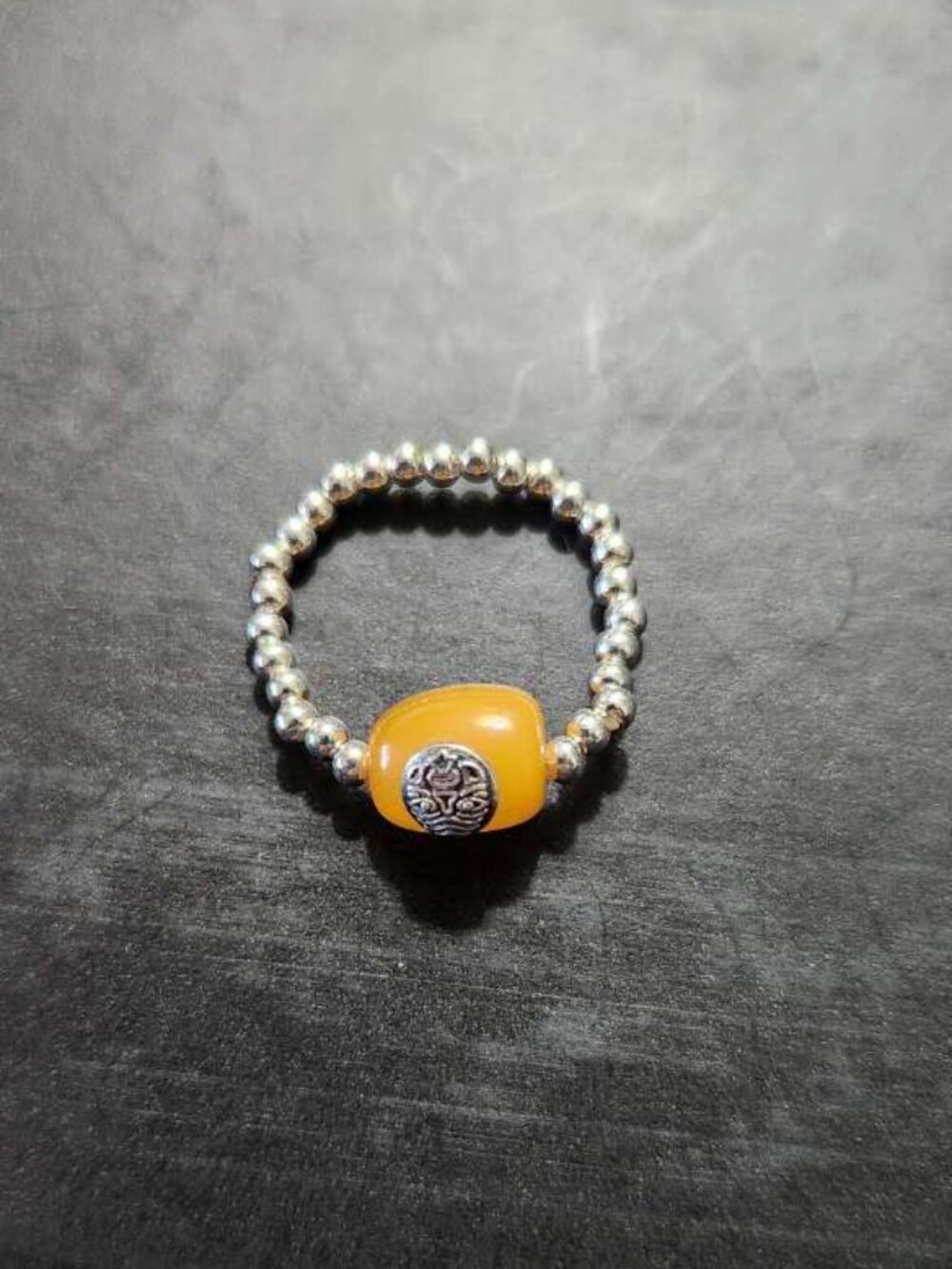 Amber and S925 silver ring